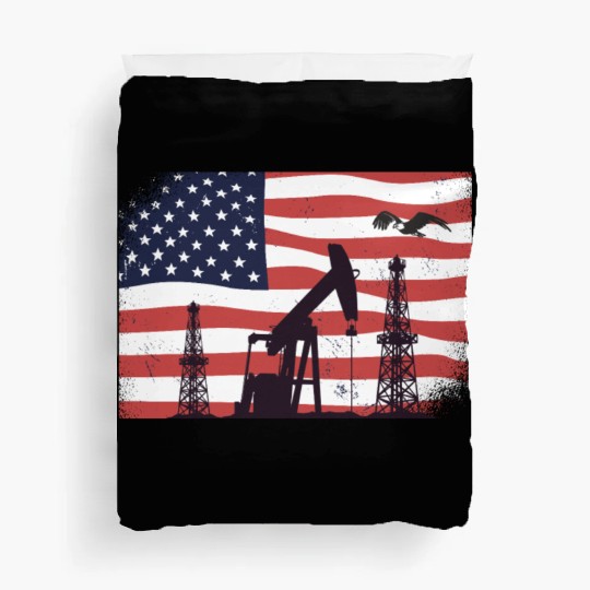 Oil Rig Worker Pump USA American Gas Oilfield Duvet Covers