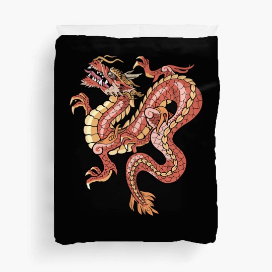 big red chinese dragon Duvet Covers