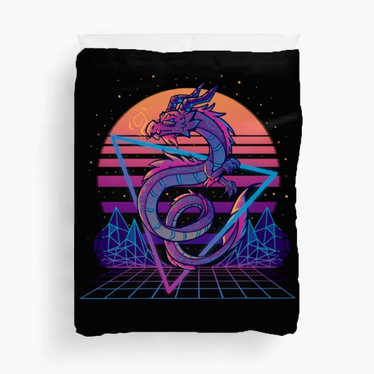 RetroWave Dragon Aesthetic Duvet Covers