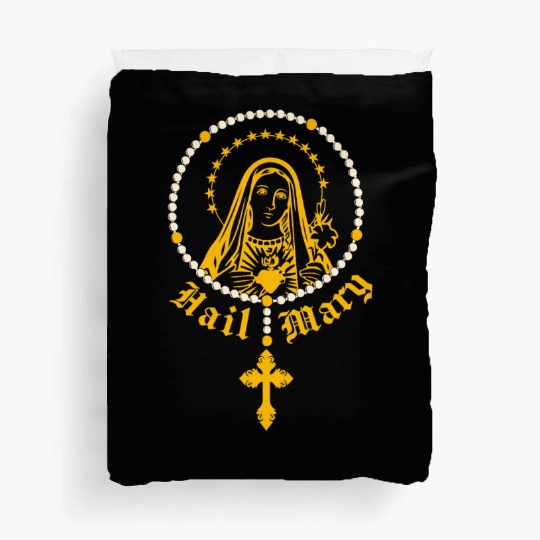 Hail Mary Rosary Prayer Catholic Religion Church Duvet Covers