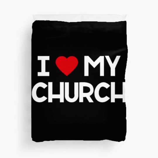 I Love My Church, Heart, Bible, Christian, Duvet Covers