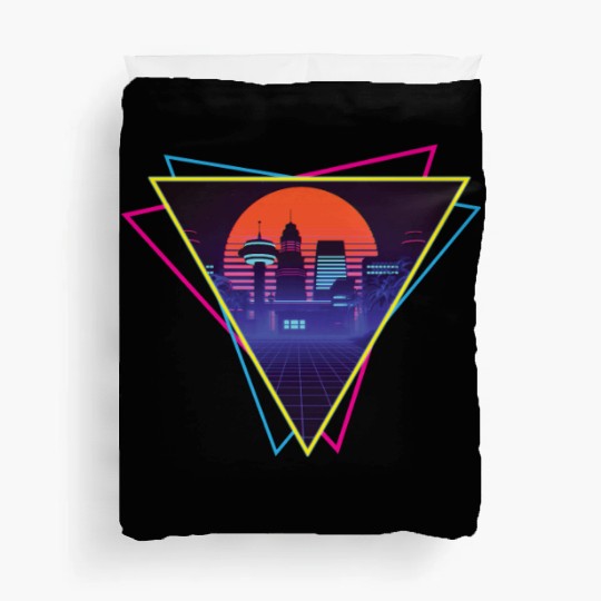 future city synthwave Duvet Covers