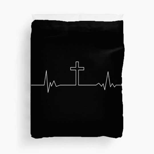 Heartbeat Cross Crucifix Jesus Christ Church God Duvet Covers
