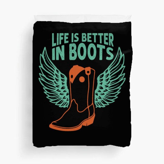 Cowboys & Cow Girls winged Boots Apparel Duvet Covers