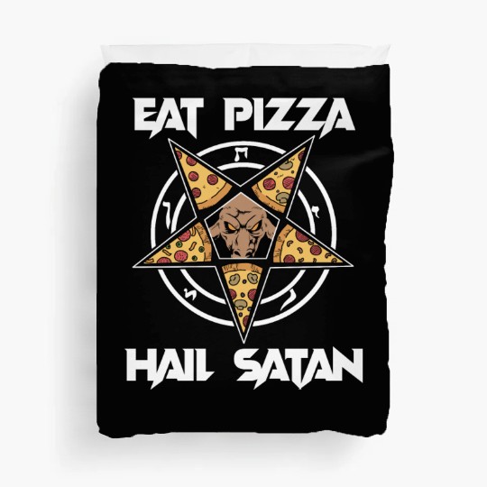 Baphomet Pentagram Lucifer Eat Pizza Hail Satan Duvet Covers