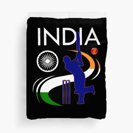 India Cricket With Indian Flag Brush Stroke Duvet Covers