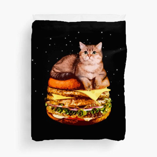 Hamburger Space Cat Funny Kitty Gift Duvet Covers