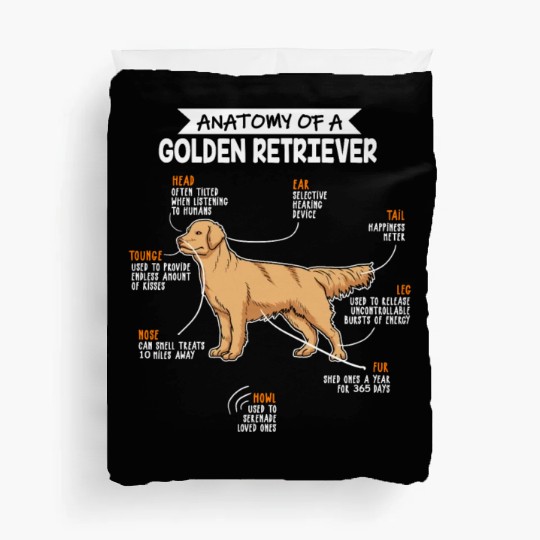 Anatomy Of A Golden Retriever Funny Dog Owner Gift Duvet Covers