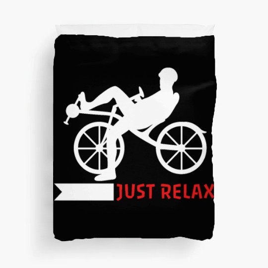 Just relax recumbent bike funny retro cyclist Duvet Covers
