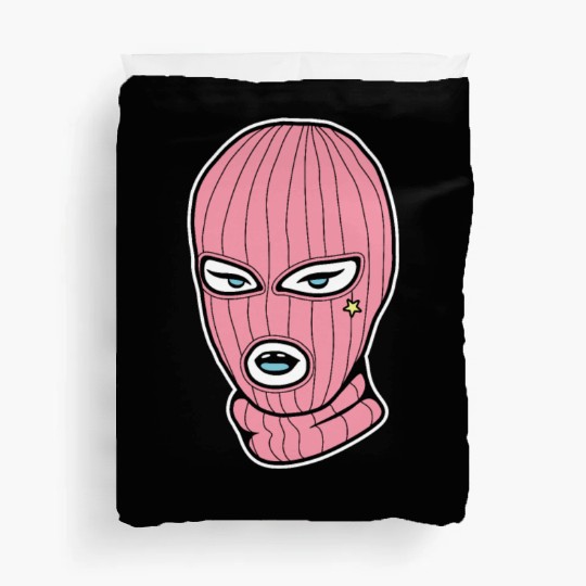 Pink ski mask balaclava Rosa Girlie woman Duvet Covers