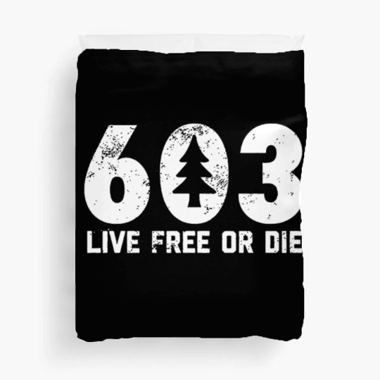Live Free or Die 603 tree New Hampshire Duvet Covers