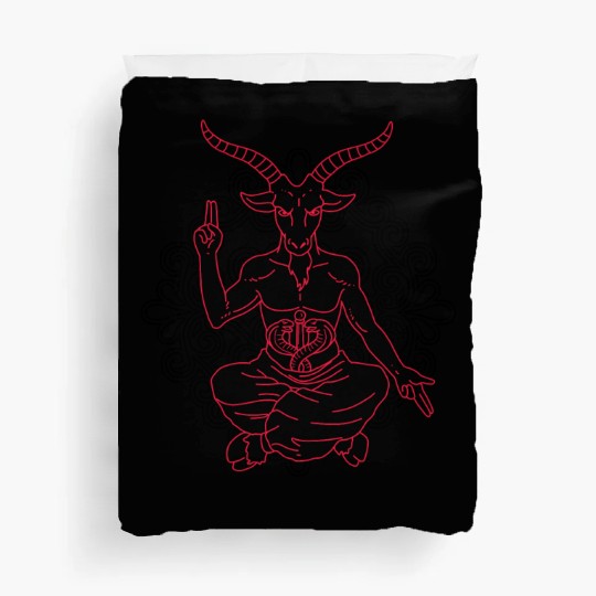 Horned Devil Black Goat Baphomet Tarot Card Satan Duvet Covers