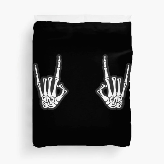 Skeleton Hands Rock N Roll Sign of the Horns Corna Duvet Covers