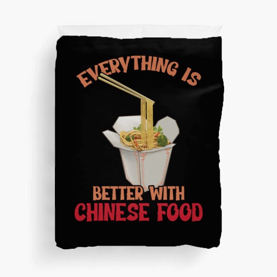 Chinese Food Expert Asian eating Noodles Foodie Duvet Covers