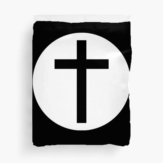 Cross Inside a White Circle Duvet Covers