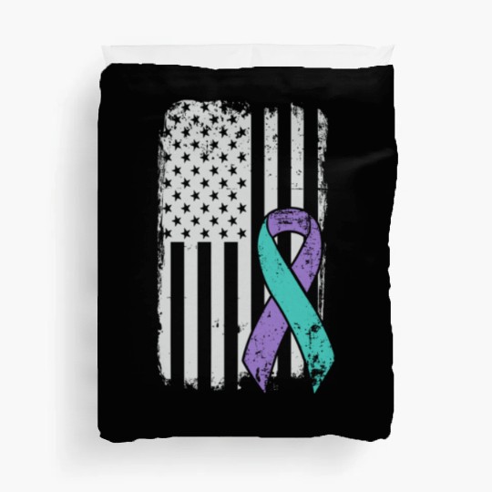 Suicide Prevention Awareness Ribbon - USA American Duvet Covers