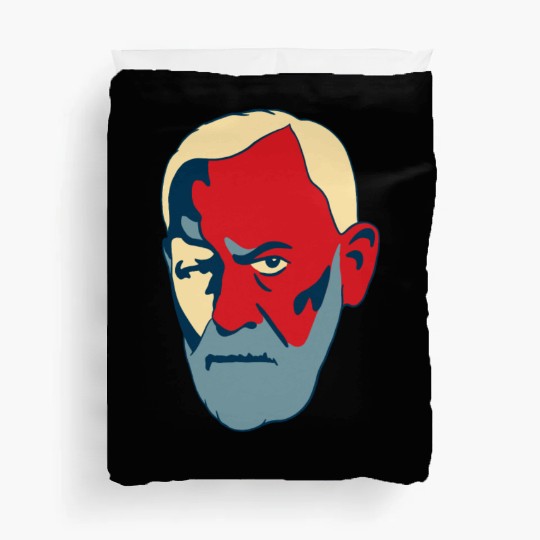 Sigmund Freud Portrait - Red and Blue Duvet Covers