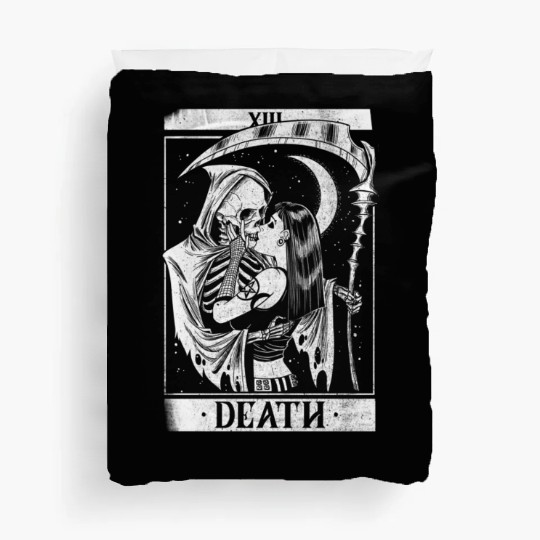 Blackcraft Death the Grim Reaper Kiss Tarot Card Duvet Covers