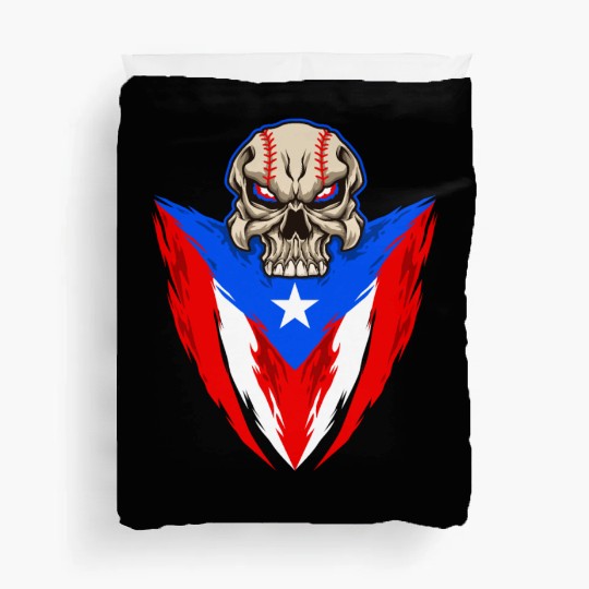 Puerto Rico Baseball Skull Duvet Covers