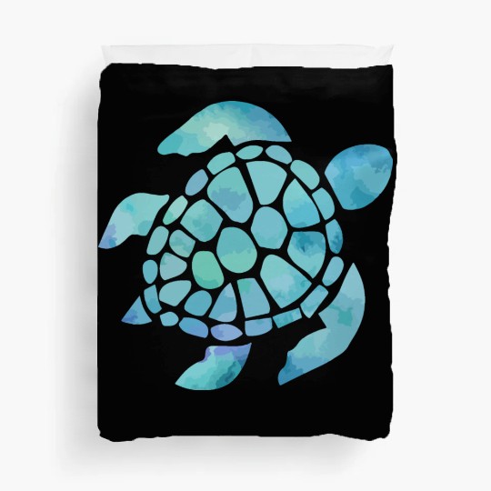 Sea Turtle Watercolor Blue Duvet Covers