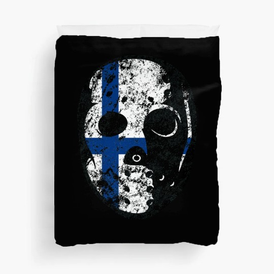 Old School Goalie Mask-Finland Duvet Covers