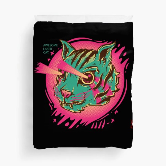 Laser Cat in Synthwave Look Duvet Covers