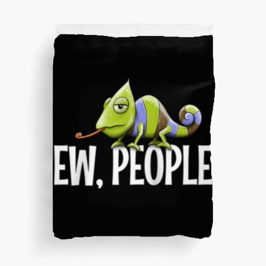 Grumpy Chameleon Lovers Sarcastic Joke Ew People Duvet Covers