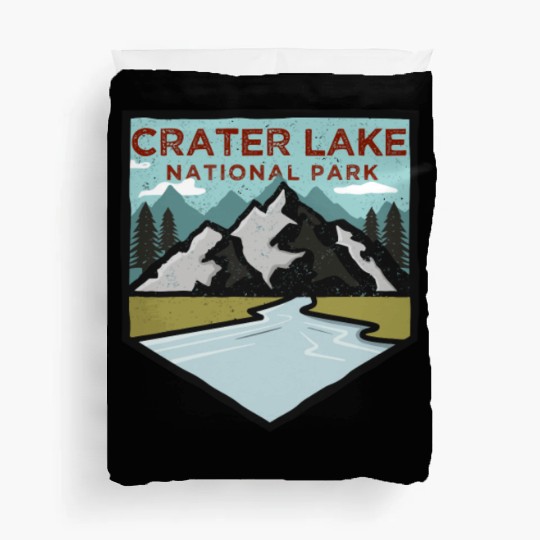 Retro Vintage Crater Lake National Park Gift Duvet Covers