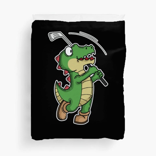 Tyrannosaurus-Rex Crocodile plays Golf Duvet Covers
