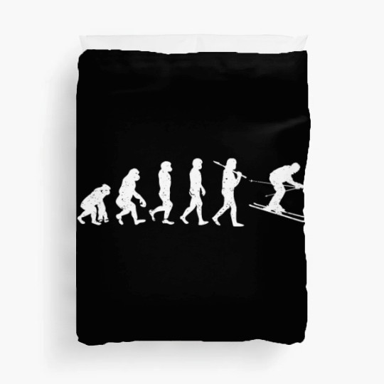 Skiing Evolution Winter Sport Downhill Ski Snowboa Duvet Covers
