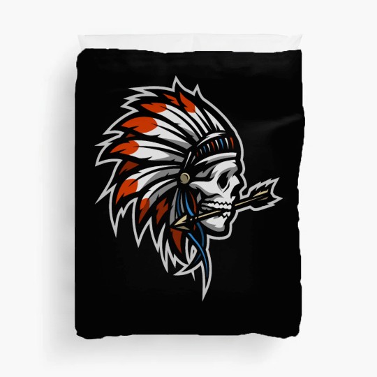 Native American Indian Headdress Skull Duvet Covers
