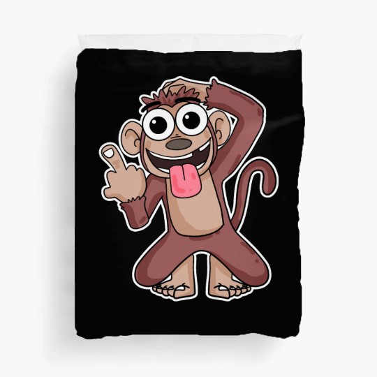 Funny Monkey Showing Middle Finger Duvet Covers