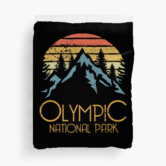 Retro Olympic National Park Washington Mountains S Duvet Covers