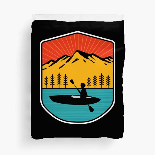 Retro Kayaking Boating Paddling In Lake Tahoe Duvet Covers
