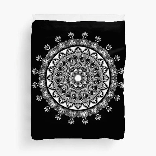 Buddhism yoga mandala with ornaments present Duvet Covers