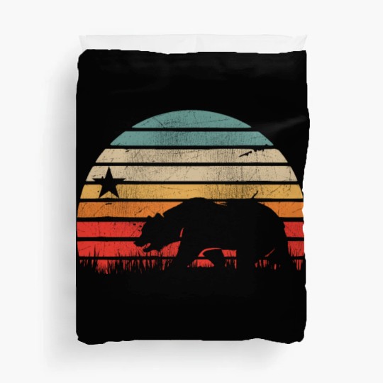California Bear Retro Vintage Sunset Duvet Covers