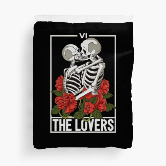 The Lovers Tarot Card Kissing Skulls Skeletons Duvet Covers