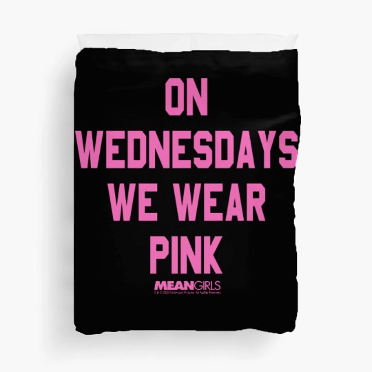 Mean Girls Pink On Wednesday Square Text Duvet Covers