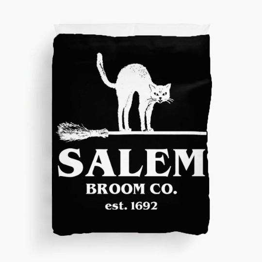 Salem Broom Co Company Halloween Black Cat Witch A Duvet Covers