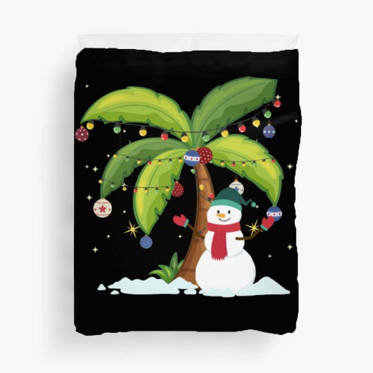 Christmas Palm Tree And Snowman Duvet Covers