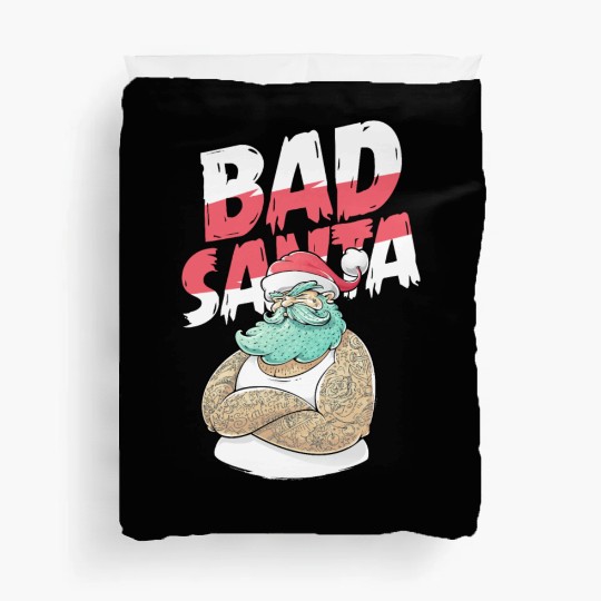 Bad Santa Claus Christmas Tattoo Duvet Covers