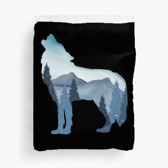 Alpha Wolf Art - Nature Background Duvet Covers