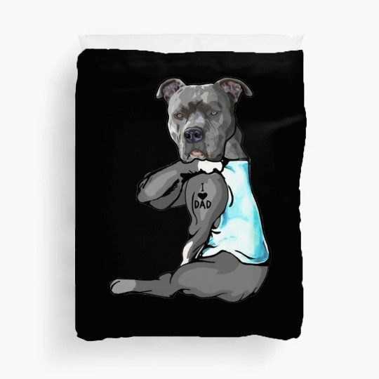 Cute Pitbull I Love Dad Dog Lovers Fathers Day Duvet Covers