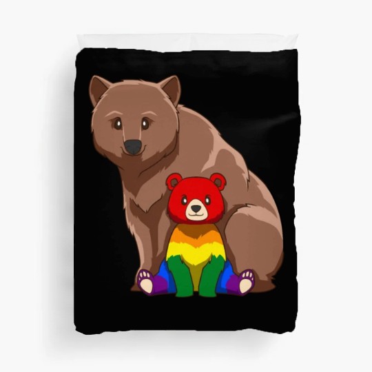 Cute LGBTQ Gay Mama Bear Gift Duvet Covers