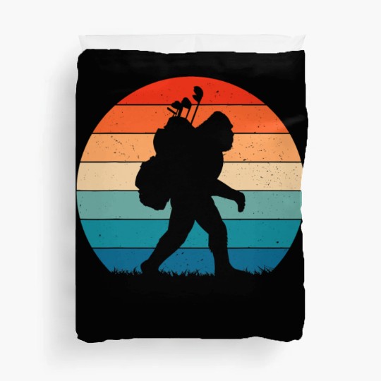 Bigfoot Golf Vintage Retro Sasquatch Playing Gol Duvet Covers