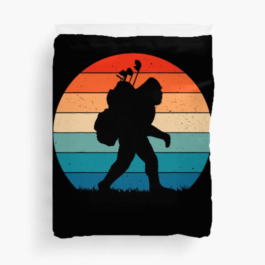 Bigfoot Golf Vintage Retro Sasquatch Playing Gol Duvet Covers