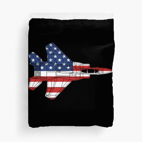 F-15 Eagle Fighter Jet Airplane American Flag F15l Duvet Covers