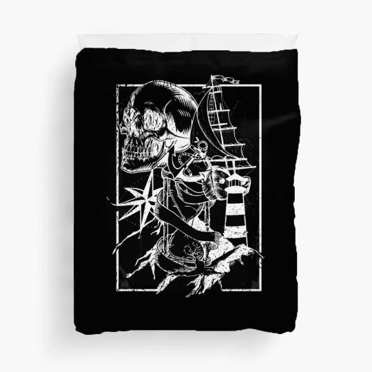 Sea life ship skull anchor compass Duvet Covers