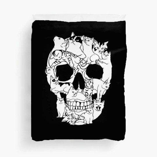 Cat Skull Kitty Skeleton Grunge Style Funny Cat Bo Duvet Covers
