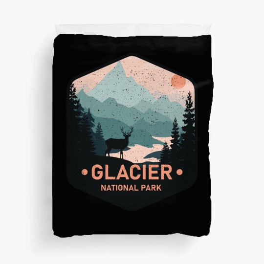Vintage Glacier National Park Deer Mountains Gift Duvet Covers
